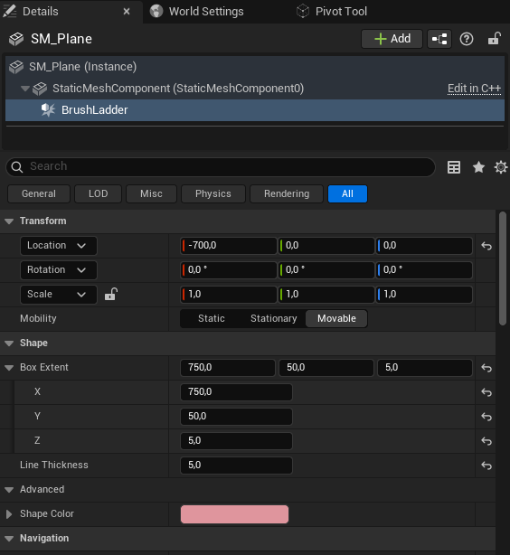 Brush Ladder properties preview