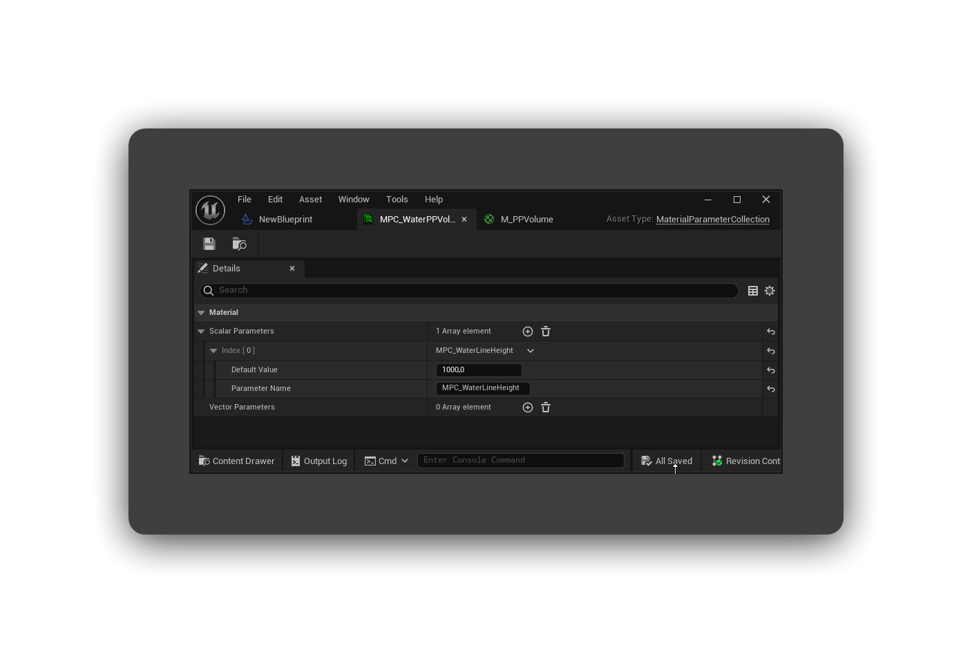 Material Parameter Collection window